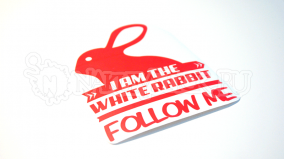 Наклейка на авто "I am the white rabbit. Follow me"