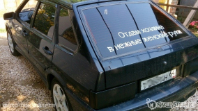 Наклейка на авто "Отдам хозяина в женские руки"