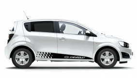 Комплект наклеек-полос на двери автомобиля Chevrolet Aveo, вид 1