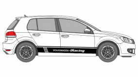 Спортивные полосы "Volkswagen Racing" на Фольксваген Гольф, вид 1