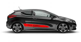 Спортивные полосы на борт автомобиля Kia Pro Cee'd , вид 1