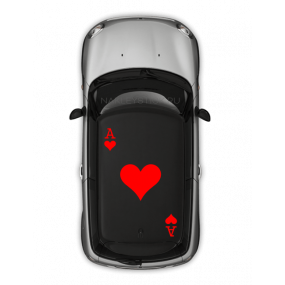 Наклейка "Туз Червей" на крышу Mini Cooper, вид 3