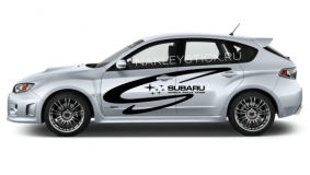 Наклейка на авто "Subaru world rally team" на левый борт