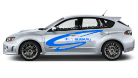 Наклейка на авто "Subaru world rally team" на левый борт