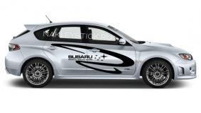 Наклейка на авто "Subaru world rally team" на правый борт
