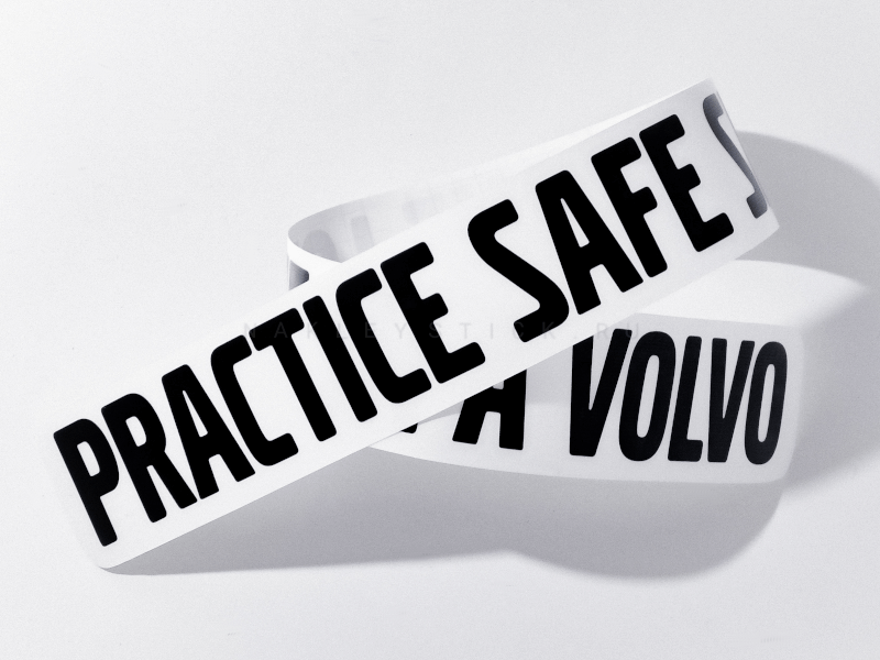 Наклейка "Practice save sex in a volvo" чёрная Наклейка "Practice save sex in a volvo" чёрная